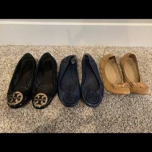 3 pair of very used tory Burch shoes